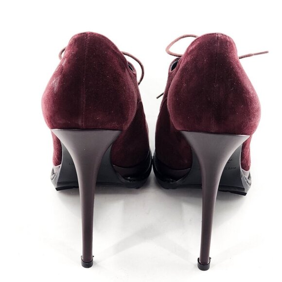 GIBELLIERI NWOB Burgundy Suede Platform Lace Up Bootie - Picture 5 of 10